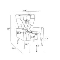 Velvet Accent Chair with Ottoman, Upholstered Wingback Armchair Set with Adjustable Armrests and Backrest, Leisure Lounge Chair Side Chair, Comfy Single Sofa Arm Club Reading Chair, (Orange)