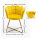 Velvet Accent Chair Living Room Chair Set of 2, Upholstered Vanity Chair Dining Chiar Lotus Chair with Cross Metal Legs, Suitable for Living Room Office Lounge Dining Room, Yellow