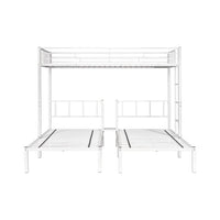 Triple Twin Bunk Bed, Metal 3 Bunk Beds Frame with Built-in Shelf and Slat Locks, Triple Bunk Bed for Children, Adult, Teens, Converted into Three Single Bed, White