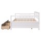 Twin Size Daybed Frame with Two Storage Drawers, Wood Sofa Bed Frame with Slats Support, Indoor Mattress Foundation for Bedroom Living Room, No Box Spring Required, White