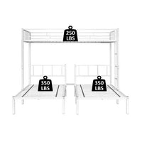 Triple Twin Bunk Bed, Metal 3 Bunk Beds Frame with Built-in Shelf and Slat Locks, Triple Bunk Bed for Children, Adult, Teens, Converted into Three Single Bed, White