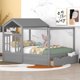 Full House Bed with Drawer,Window and Roof,Platform Bed Frame with Large Drawer on The Side,Wood Storage Bed Canopy Bed Frame Can Be Decorated,Playhouse Cabin Tent Bed for Girls Boys Bedroom,Gray