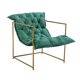 Accent Chair, Modern Velvet Upholstered Armchair with Open Metal Frame Leisure Single Sofa for Living Room, Bedroom, Green