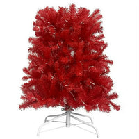 Christmas Tree,6FT Hinged Fraser Fir Artificial Fir Bent Top Christmas Tree, Bendable Santa Hat Style Christmas Tree Holiday Decoration with1,250 Lush Branch Tips and 300 LED Lights, Red