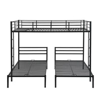 Metal Triple Bunk Bed, Full Over Two Twin Bunk Bed with Shelf & 2 Ladders, 3 Beds in 1, Metal Bed Frame with Safetyrails and Slats Support, No Box Spring Needed, Black