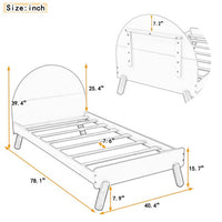 Twin Size Wood Platform Bed with Curved Headboard, Cute Design Platform Bed, Wooden Platform Bed with Shelf Behind Headboard and Wood Slats Support, No Box Spring Required, Gray