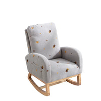 26.8"W Rocking Chair for Nursery, Mid Century Accent Rocker Armchair With Side Pocket, Modern Upholstered High Back Wooden Rocking Chair for Living Room Baby Kids Room Bedroom, Light Gray Boucle