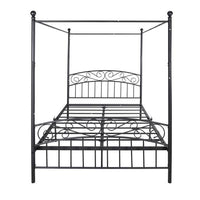 JINS&VICO Queen Size 4-Post Metal Canopy Bed Frame Vintage style Black 83.46" x 59.84" x 75.6"