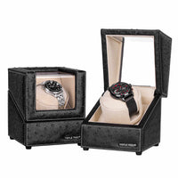 Single Watch Winder in Black Leather