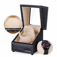 Single Watch Winder in Black Leather