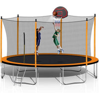 15 FT Trampoline, 1000lbs Trampoline with Safety Enclosure Net, Outdoor Trampoline with Basketball Hoop, Inflator and Ladder for Kids, Adults Complies with ASTM Standards