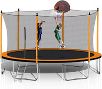 15 FT Trampoline, 1000lbs Trampoline with Safety Enclosure Net, Outdoor Trampoline with Basketball Hoop, Inflator and Ladder for Kids, Adults Complies with ASTM Standards