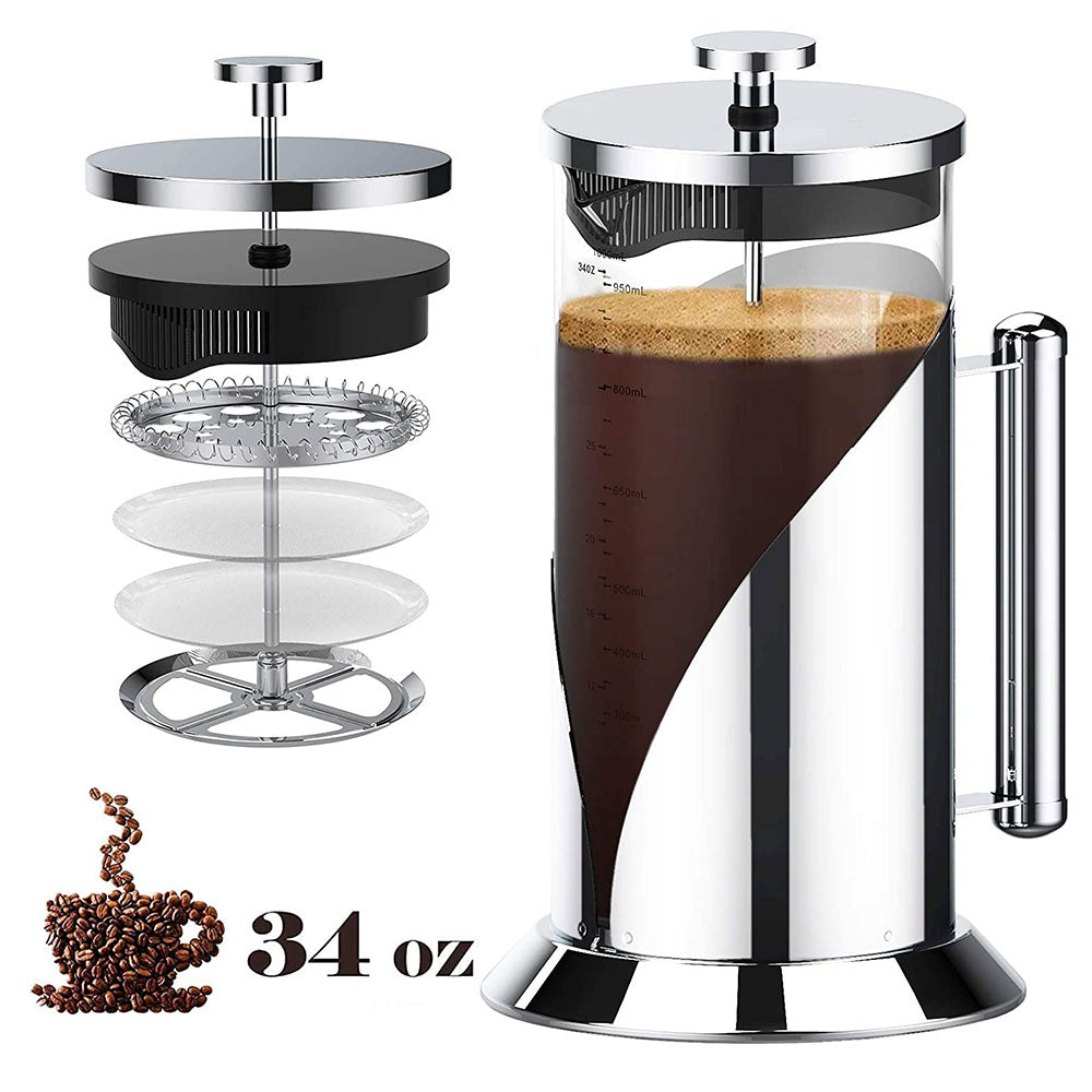 Jineelo French Press Coffee Maker, Copper 304 Stainless Steel Coffee Press  With 4 Filter Screens, Cold Brew Coffee & Tea Press Glass For Camping,  Travel & Gifts. 34 Ounce. - Yahoo Shopping
