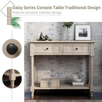 Console Table Entryway Accent Sofa Table Sideboard with with Two Drawers and Bottom Shelf,Entryway/ Living Room/ Dining Room,Beige