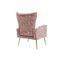 Velvet Accent Chair, Modern Upholstered Armchair Living Room Chair with Rose Golden Feet, Mid-Century Wingback Single Sofa Chair with Armrest, Comfy Leisure Club Chair for Living Room Bedroom, Pink