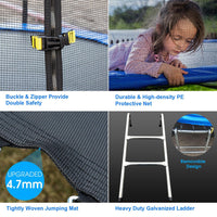 10FT Trampoline for Kids/Adults with Safe Enclosure Net, 661LBS Capacity for 3-4 Kids, Outdoor Fitness Trampoline with Waterproof Jump Mat and Ladder for Outdoor Garden Backyard Park Kindergarten