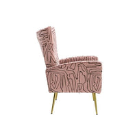 Velvet Accent Chair, Modern Upholstered Armchair Living Room Chair with Rose Golden Feet, Mid-Century Wingback Single Sofa Chair with Armrest, Comfy Leisure Club Chair for Living Room Bedroom, Pink