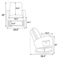 26.8"W Rocking Chair for Nursery, Mid Century Accent Rocker Armchair With Side Pocket, Modern Upholstered High Back Wooden Rocking Chair for Living Room Baby Kids Room Bedroom, Light Gray Boucle