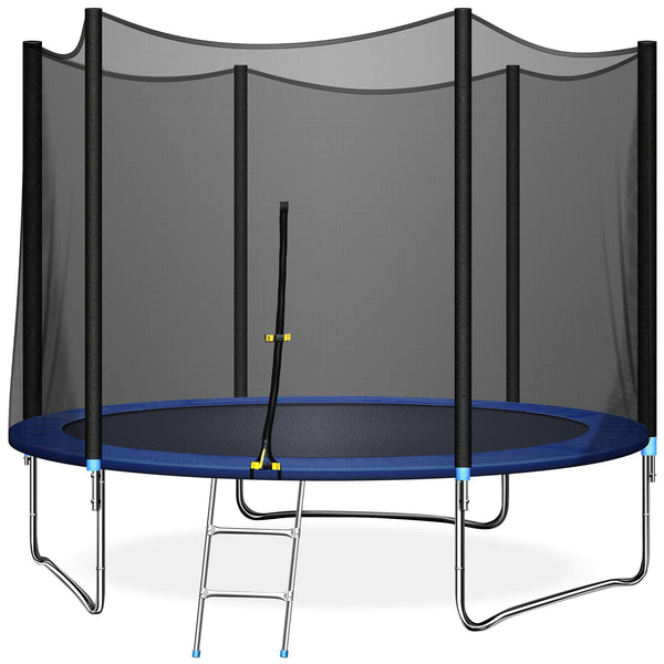 10FT Trampoline for Kids/Adults with Safe Enclosure Net, 661LBS Capacity for 3-4 Kids, Outdoor Fitness Trampoline with Waterproof Jump Mat and Ladder for Outdoor Garden Backyard Park Kindergarten