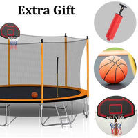 15 FT Trampoline, 1000lbs Trampoline with Safety Enclosure Net, Outdoor Trampoline with Basketball Hoop, Inflator and Ladder for Kids, Adults Complies with ASTM Standards