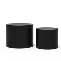 2-Piece Modern Coffee Table Set, Farmhouse Nesting Table Set, Round Sofa Tables Side Tables for Living Room Bedroom Office, Black