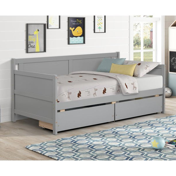 Twin Daybed with 2 Storage Drawers, Indoor and Outdoor Sofa Day Bed Frame for Bedroom Living Room, Gray 78.3 x 42.3 x 39.7 inch