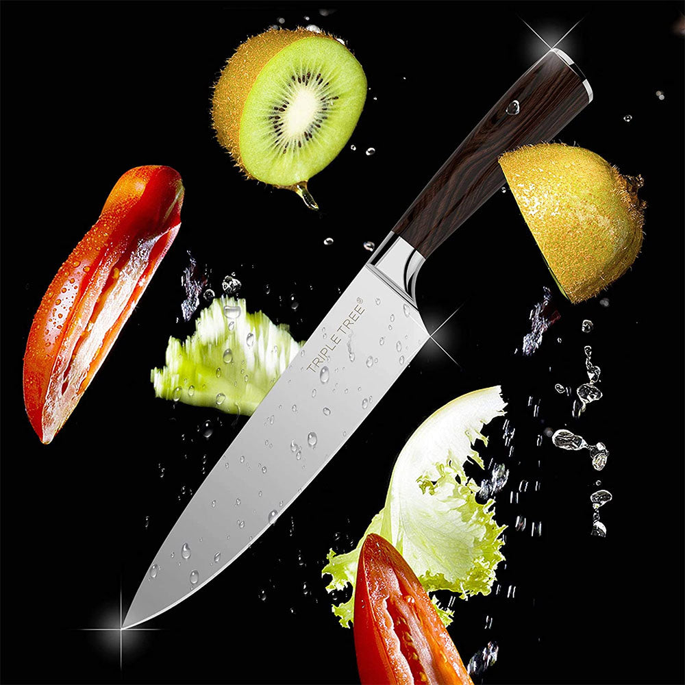 ESTHTC Chef Knife, Multipurpose Kitchen Knives 8 inch, High Carbon  Stainless Steel Ultra Sharp Japanese Knife, Full Tang Blade Cook Knife, Pakkawood Handle, Knife Sharpener, Blade Guard