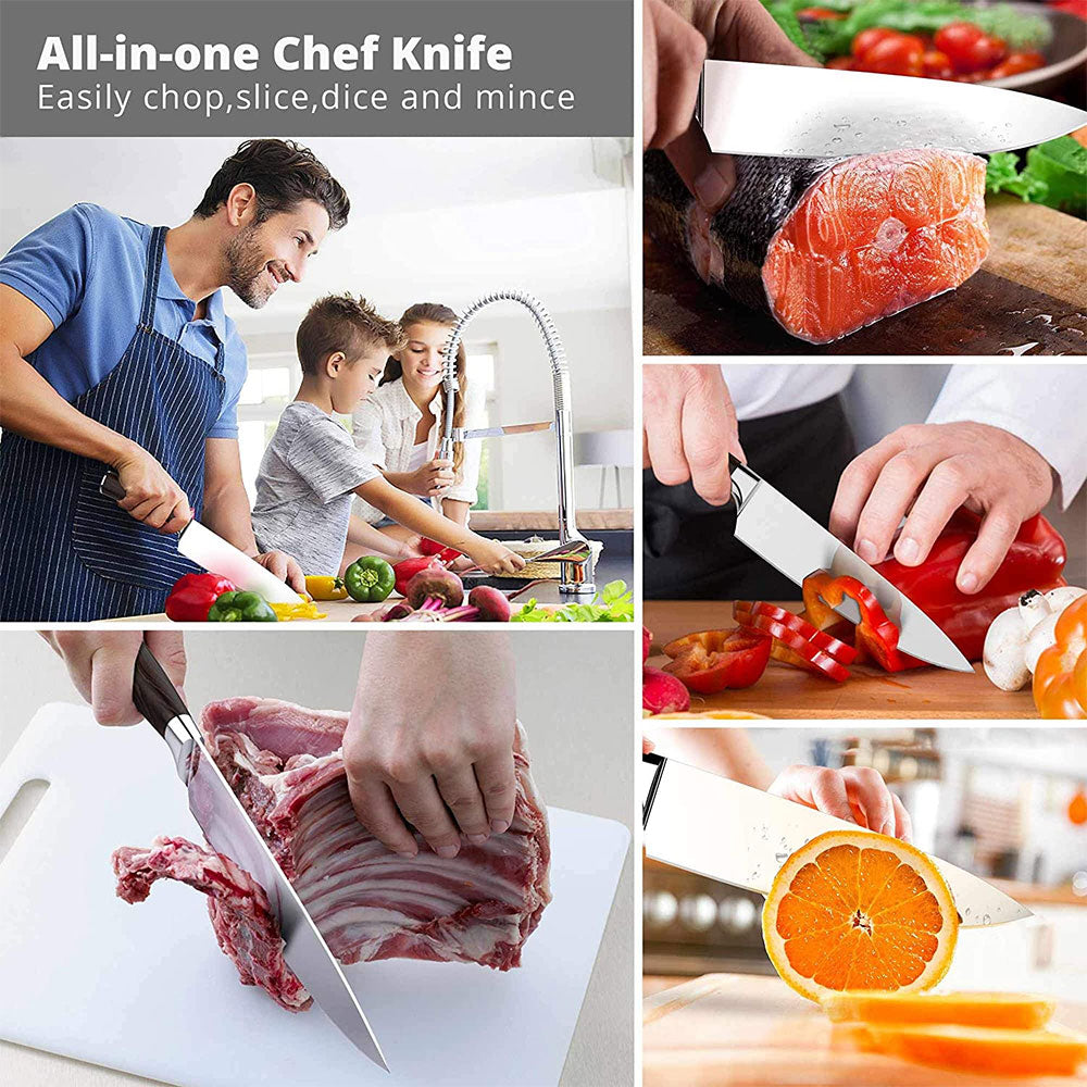 Kiaitre Chef Knife 8 Inch Professional Sharp Kitchen Knife High Carbon  Stainless Steel with Ergonomic Handle 56±HRC with Gift Box (High Carbon