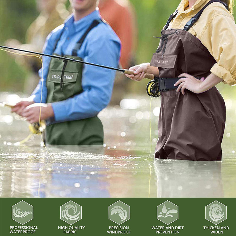 FISHINGSIR Fishing Waders for Men with Boots Womens Chest Waders Waterproof for Hunting with Wading Belt