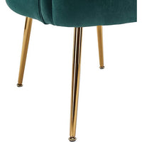 Velvet Shell Shape Chair Accent Armchair with Golden Legs for Living Room Bedroom Home Office, Tufted Back Club Chair (Dark Green)