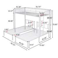 Twin Size Triple Bunk Bed Frame with 13.5'' H Under Bed Space, Metal Bunk Bed with Built-in Ladder, Can be Seperated into 3 Beds, Space Saving, for Kids, Boys and Girls