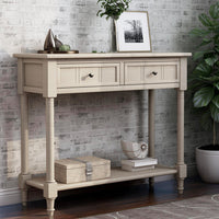 Console Table Entryway Accent Sofa Table Sideboard with with Two Drawers and Bottom Shelf,Entryway/ Living Room/ Dining Room,Beige