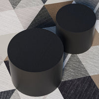 2-Piece Modern Coffee Table Set, Farmhouse Nesting Table Set, Round Sofa Tables Side Tables for Living Room Bedroom Office, Black