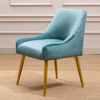 INCLAKE Accent Chair,Modern Velvet Wide Accent Chair Side Chair with Swoop Arm,Vanity Chair Living Room Chair with Sturdy Gold Metal Legs for Bedroom Living Room Office,Teal