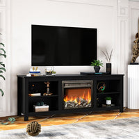 Fireplace TV Stand, Entertainment Center Television Stand for TV Up to 60 Inches, Heater with Remote Control & Adjustable Brightness, Black