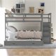 Twin over Twin Bunk Bed Frame with Trundle and Storage Drawers, Wood Bunk Bed with Stairs and Guardrail for Kids, Boys and Girls, No Spring Box Needed, Gray