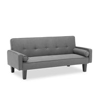 71.6inch Convertible Sleeper Sofa, Cotton Fabric Futon Sofa Bed with Adjustable Backrest, Modern Upholstered Reclining Couch for Living Room Bedroom, 600LBS Weight Capacity, Dark Gray